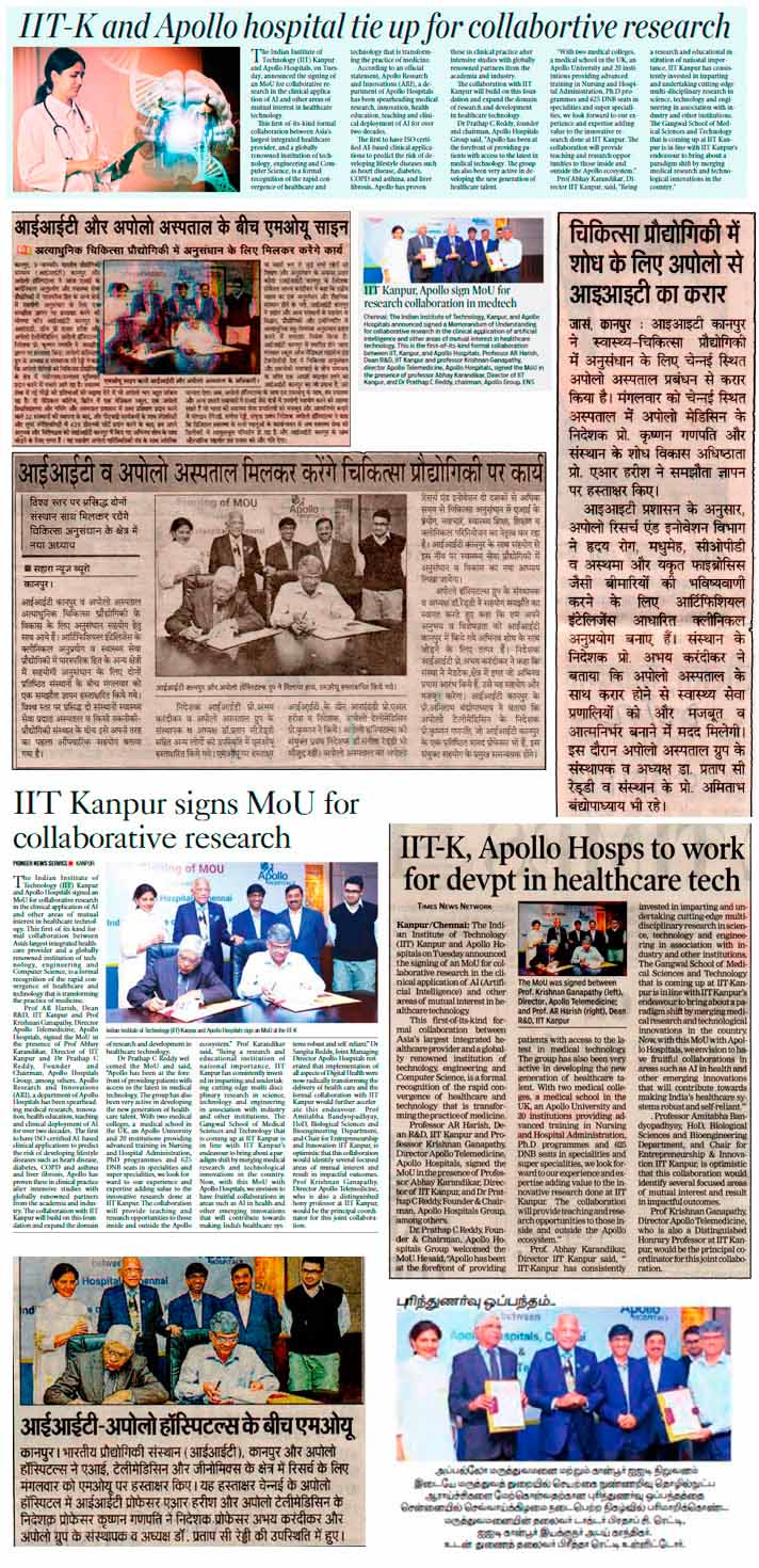 IIT Kanpur, Apollo sign MoU for research collaboration in medtech