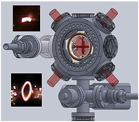 A simulated structure of the double cavity- quantum-electrodynamic (QED) setup that will be built at IITK to host the experiment